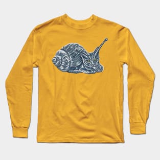 Grey Kitten Snail Long Sleeve T-Shirt